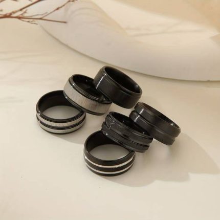 Men's Black Tungsten Steel Rings – Stylish & Durable