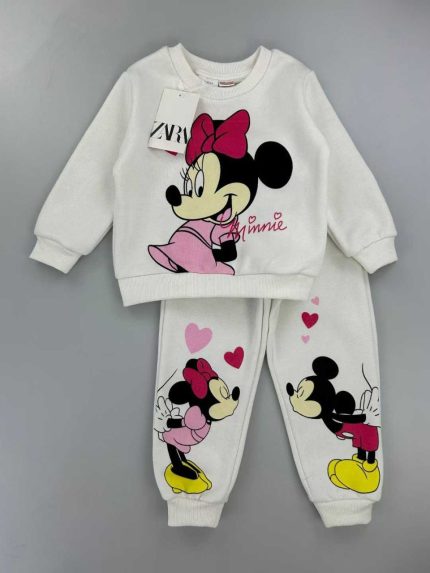 Minnie Mouse Kids Sweatshirt & Jogger Set (White/Pink)