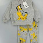 Kids Pluto Cartoon Sweatshirt & Jogger Set – Grey