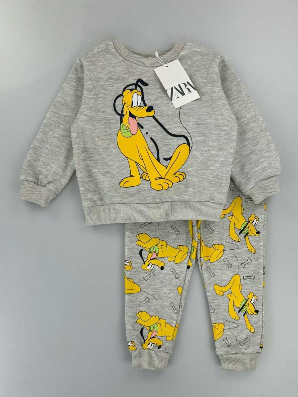 Kids Pluto Cartoon Sweatshirt & Jogger Set – Grey