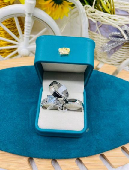 Elegant Gold Wedding & Engagement Ring Set for Couples