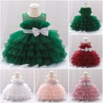 Tiered Tulle Princess Dress with Sequin Bow