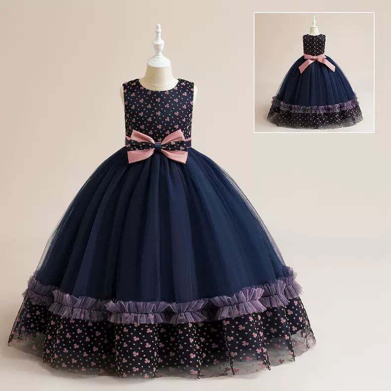 Navy Blue & Pink Starry Ball Gown