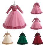 Long-Sleeve Glitter Ball Gown for Girls