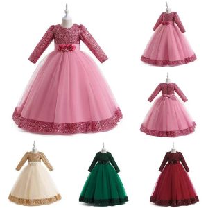 Long-Sleeve Glitter Ball Gown for Girls