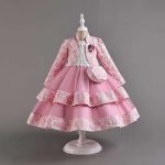 Pink Layered Party Dress with Jacket & Purse