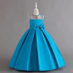 Blue Ball Gown with Bow – Girls’ Formal Dress