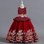 Exquisite Red Ball Gown with Floral Embroidery & Peplum Waist