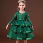 Green Floral Embroidered Tulle Party Dress (2-8 Years)