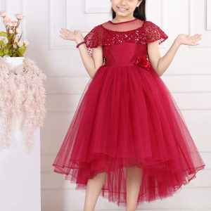 High-Low Tulle Party Dress with Embellished Bodice (One Shoulder) (1-11 Years)