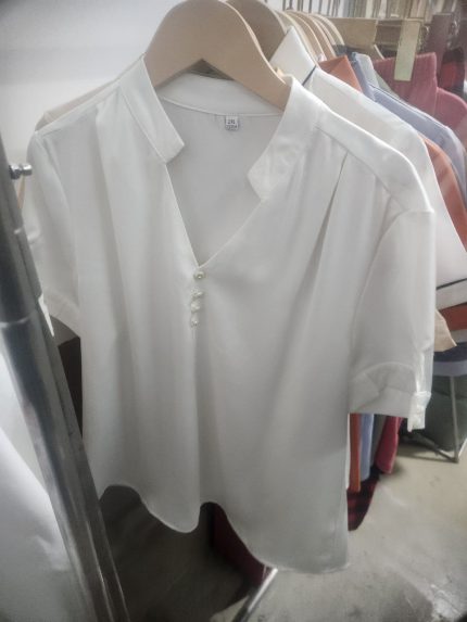 V Neck Button-Down Shirt - UK Sizes S-4XL