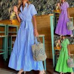Striped Button-Down Maxi Dress