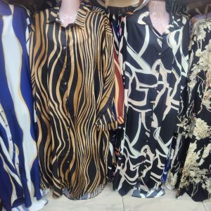 Abstract Print Maxi Dress with Belt